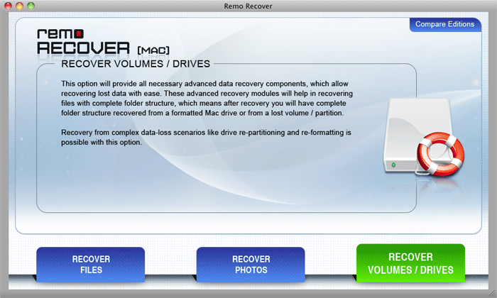 Mac data recovery software - Screen